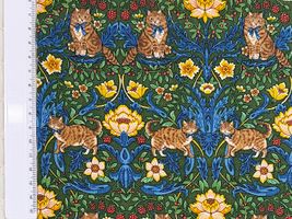 ハーフリネンキャンバスプリント「Ribbon cat」グリーン
