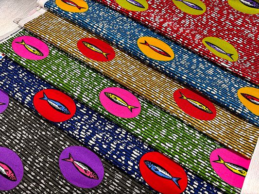 アフリカン調シーチングプリント「魚」