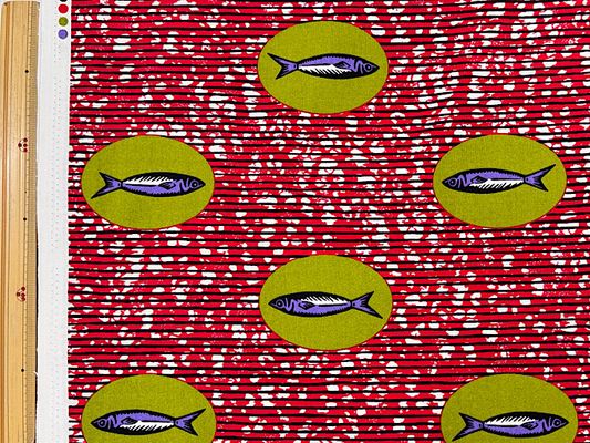 アフリカン調シーチングプリント「魚」