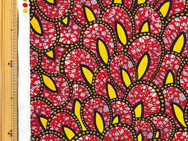 アフリカン調シーチングプリント「羽」レッド系