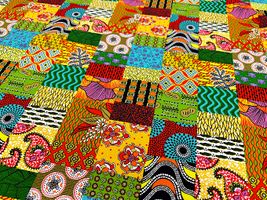 アフリカン調シーチングプリント「パッチワーク」黄色系