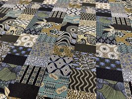 アフリカン調シーチングプリント「パッチワーク」ブラック系