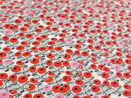 コットンこばやし 北欧調ブロードプリント「小さな丸いお花」レッド系