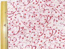 USAコットンシーチングプリント「ハートリボン」オフホワイト