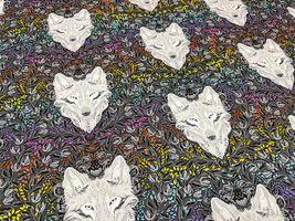 USAコットンシーチングプリント「Wolf of Pink Street」_拡大イメージ