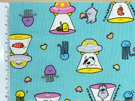 リトルミステリーシーチングプリント「ミカクニンヒコウブッタイ」ターコイズブルー