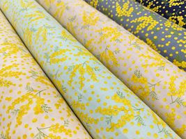 ミモザ舞い散るダブルガーゼプリント_拡大イメージ