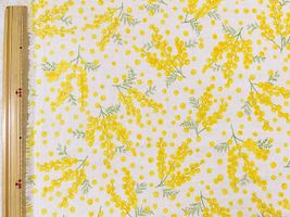 ミモザ舞い散るダブルガーゼプリント_拡大イメージ