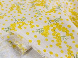 ミモザ舞い散るダブルガーゼプリント_拡大イメージ