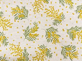 綿麻シーチングプリント「Mimosa Acacia」_拡大イメージ