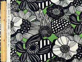 コットンこばやしリップルプリント「アートフラワー」グリーン