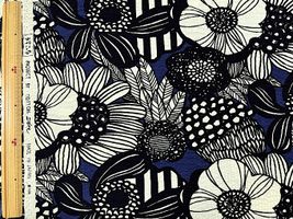 コットンこばやしリップルプリント「アートフラワー」ネイビー