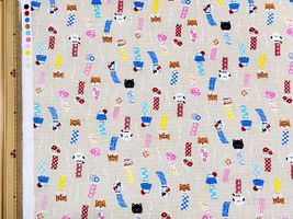 コットンドビープリント「アニマル風鈴」ベージュ