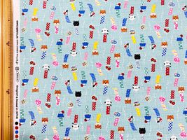 コットンドビープリント「アニマル風鈴」ブルー