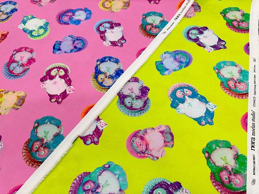 『nora.』シーチングプリント「ビビットカラーの信楽焼たぬき」