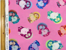 『nora.』シーチングプリント「ビビットカラーの信楽焼たぬき」ビビットピンク