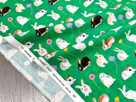 『nora.』野原のうさぎ達のシーチングプリント_拡大イメージ