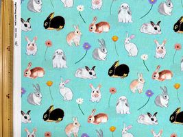 『nora.』野原のうさぎ達のシーチングプリント_拡大イメージ