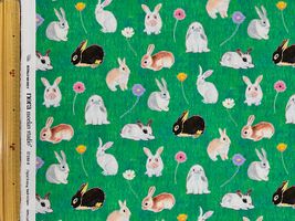 『nora.』野原のうさぎ達のシーチングプリント_拡大イメージ