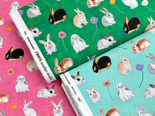 『nora.』野原のうさぎ達のシーチングプリント