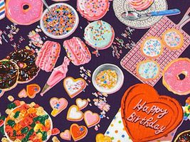 『nora.』シーチングプリント「I LOVE EAT !」パープル系