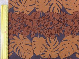 T/Cハワイアンプリント「ハイビスカスボーダー」チョコブラウン