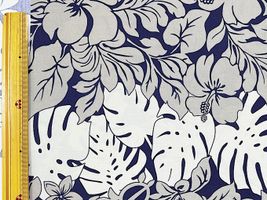 T/Cハワイアンプリント「ハイビスカスボーダー」ネイビー×グレー