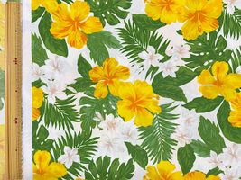 T/Cハワイアンプリント「スタンダードハワイアン」オフホワイト×イエロー花