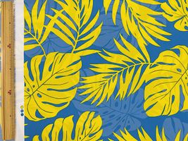 T/Cハワイアンプリント「モンステラシルエット」ブルー