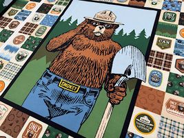 USAコットンパネルプリント「アウトドアベア」_拡大イメージ