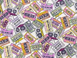 シーチングプリント un/no 「カセットテープ」オフ白地