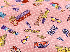 シーチングプリント un/no「80’ｓ ロゴアート 」ピンク