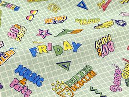 シーチングプリント un/no「80’ｓ ロゴアート 」グリーン