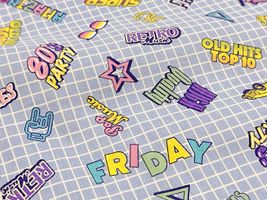 シーチングプリント un/no「80’ｓ ロゴアート 」ブルー