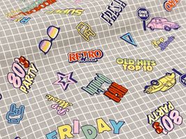 シーチングプリント un/no「80’ｓ ロゴアート 」グレー