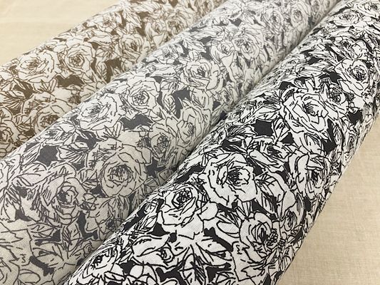 Exclusive Collection スケッチローズの綿麻シーチングプリント