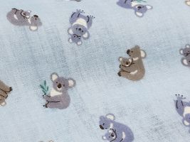 まったりコアラのふわふわダブルガーゼプリントブルー