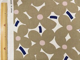 コットンこばやし綿麻キャンバスプリント「よもぎ」生成地×カーキ