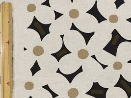 コットンこばやし綿麻キャンバスプリント「よもぎ」ブラック地×生成