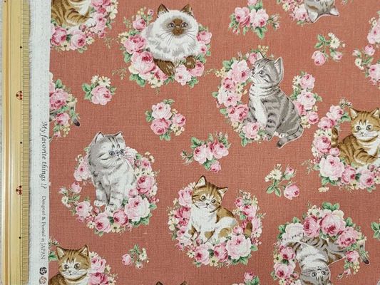 もふもふ♪キャットローズ綿麻キャンバスプリント