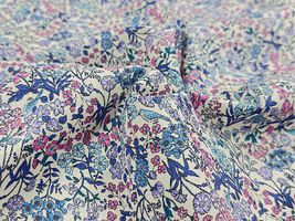 高密度80ローンフラワープリント「小鳥の花園」_拡大イメージ