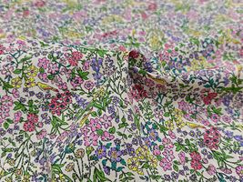 高密度80ローンフラワープリント「小鳥の花園」_拡大イメージ