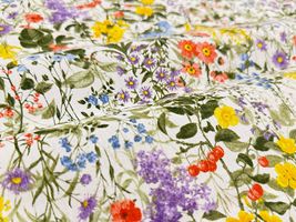 高密度80ローンフラワープリント「ワイルドフラワー・ガーデン」セピア系