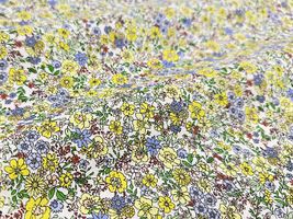 高密度80ローンフラワープリント「プティ・ジャルダン」イエロー系