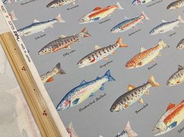 コットンこばやし 淡水魚のツイルプリントグレー