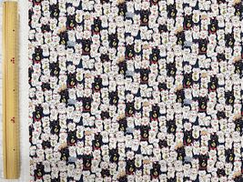 コットンこばやし 綿麻キャンバスプリント「まねきねこ」ネイビー