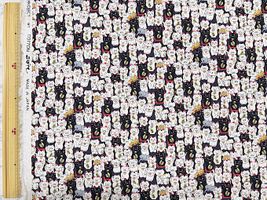 コットンこばやし 綿麻キャンバスプリント「まねきねこ」パープル