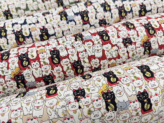 コットンこばやし 綿麻キャンバスプリント「まねきねこ」