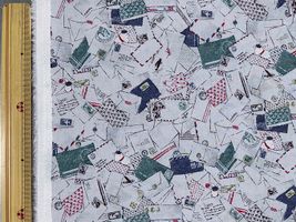 my piece of fabric 60ローンプリント「ヤギの郵便屋さん」グレー