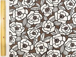 ナチュラルオックスプリント「北欧調な薔薇」ブラウン